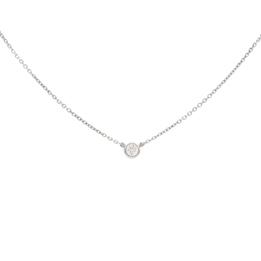 King Jewelers 0.11ct Diamond Solitaire Pendant Necklace 14K White Gold