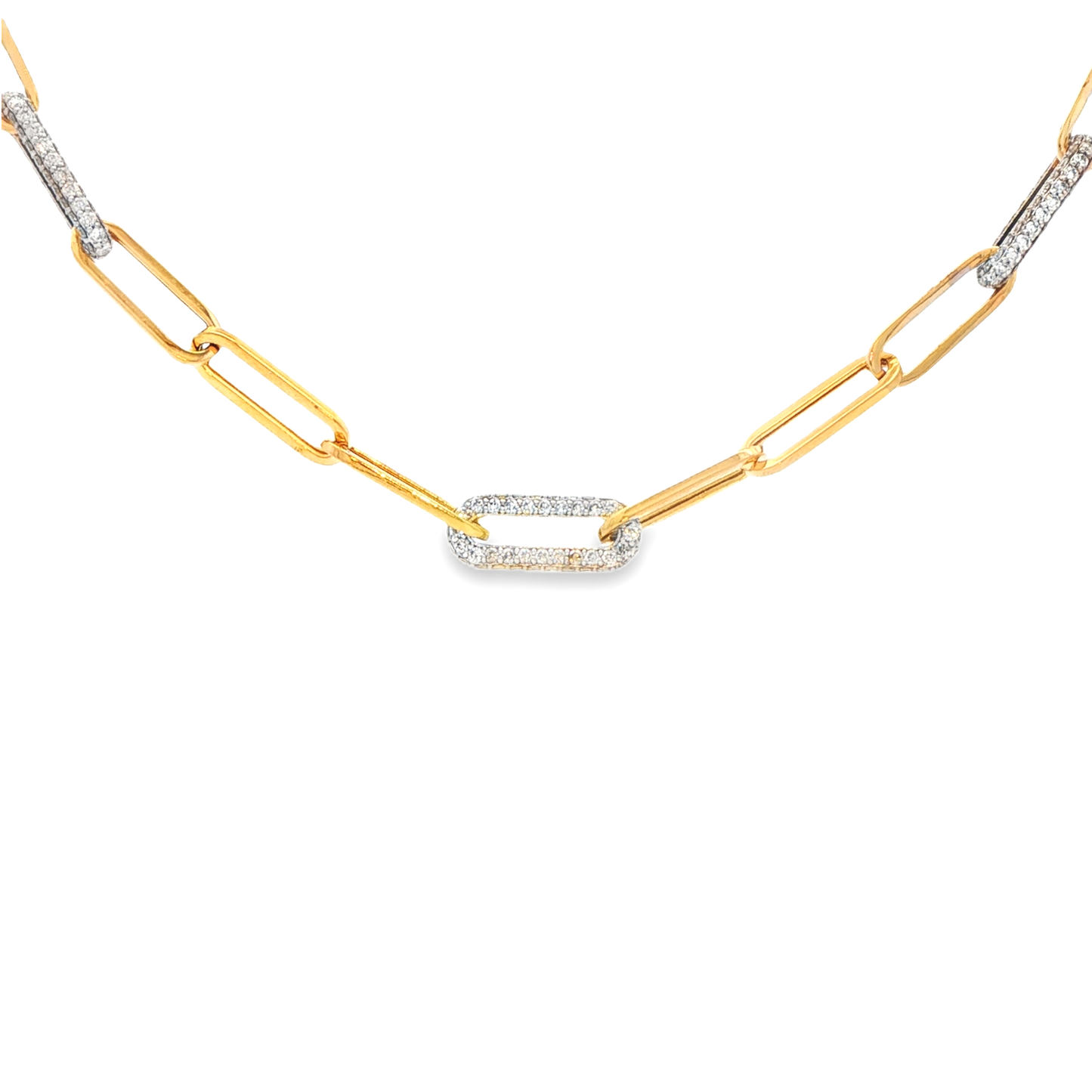 King Jewelers 2.75ct Diamond Paperclip Chain Necklace 14K Yellow Gold