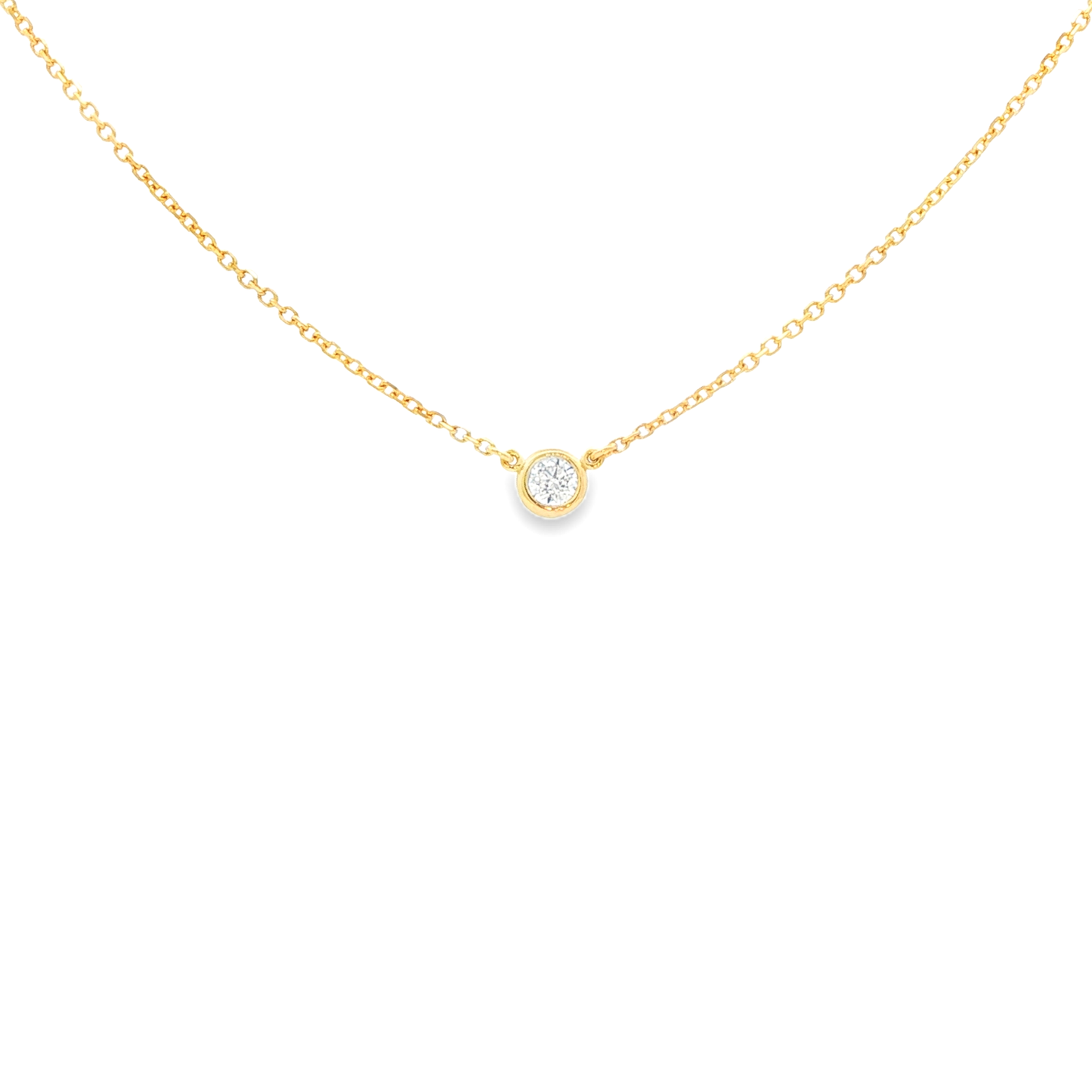 King Jewelers 0.11ct Diamond Solitaire Pendant Necklace 14K Yellow Gold