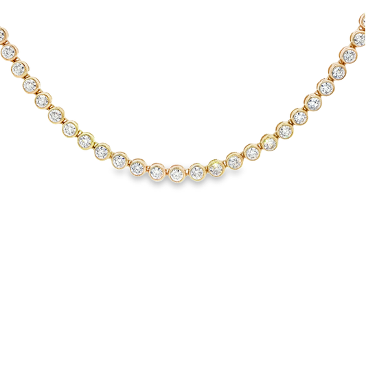 King Jewelers 10 Carat Bezel Diamond Necklace 14K Yellow Gold