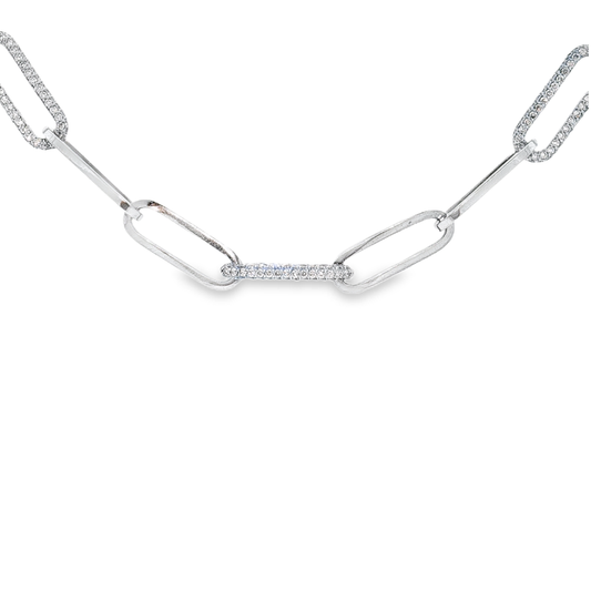 King Jewelers 4 Carat Diamond Paperclip Chain Necklace 14K White Gold