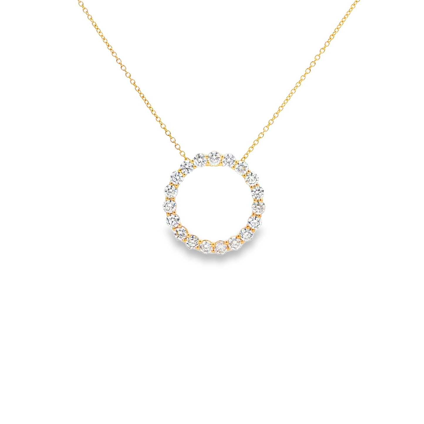 King Jewelers 1.50ct Diamond Circle Pendant Necklace 14K Yellow Gold