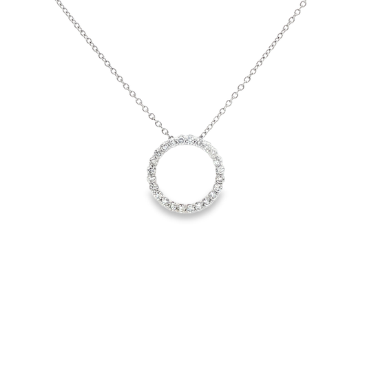 King Jewelers 0.31ct Diamond Circle Pendant Necklace 14K White Gold