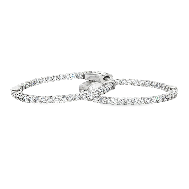 King Jewelers 1.15ct Diamond Hoop Earrings 14K White Gold