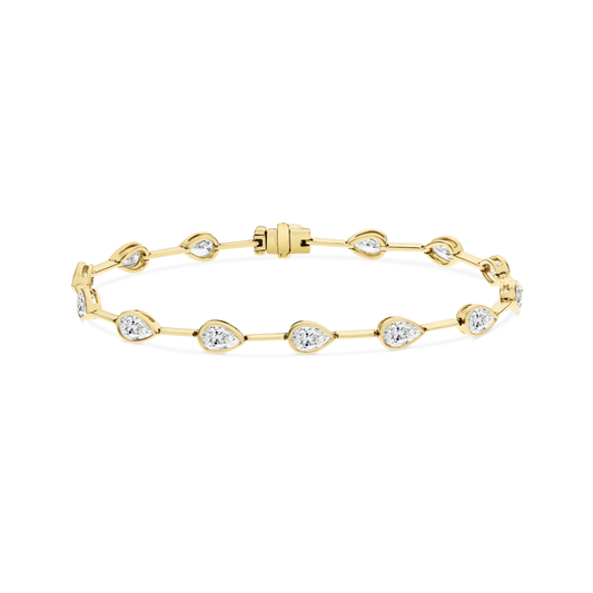 King Jewelers 4.30ct Pear Diamond Bracelet 18K Yellow Gold