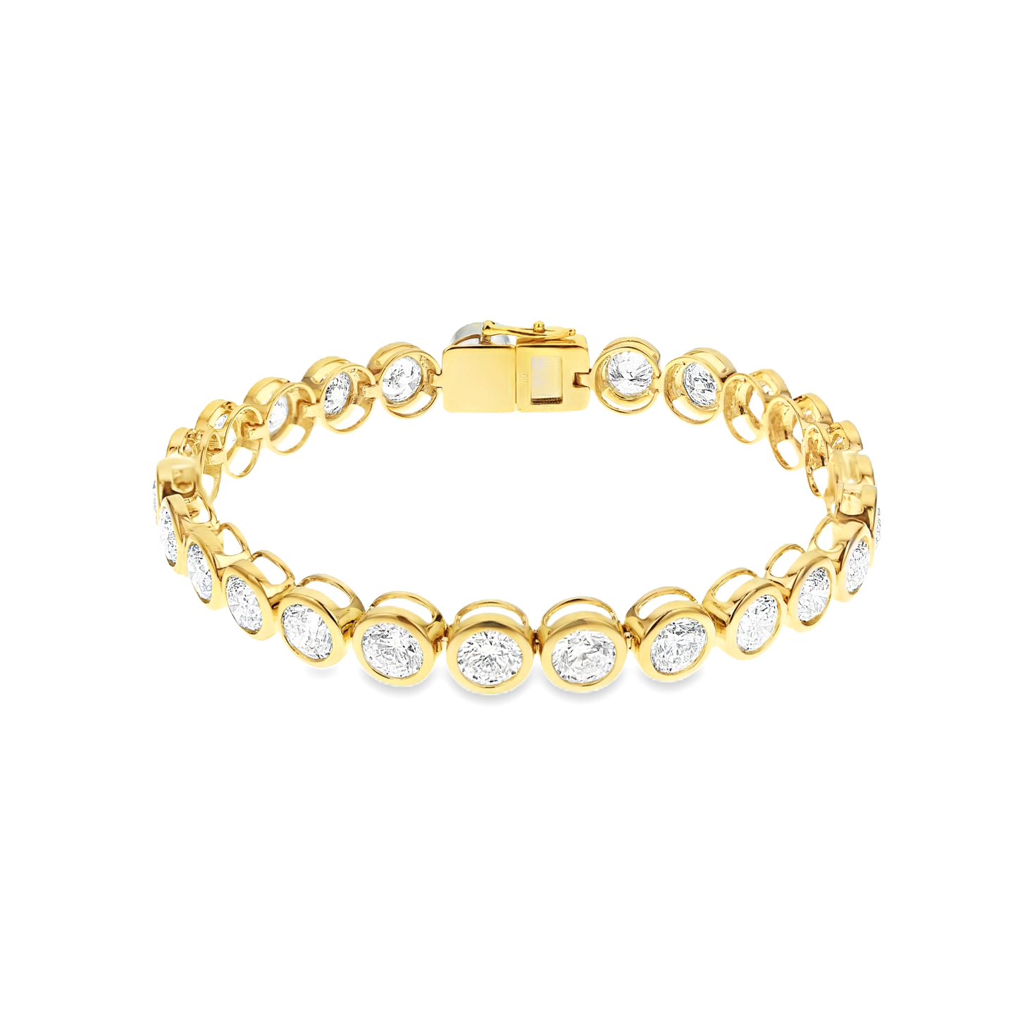 King Jewelers 9 Carat Bezel Diamond Bracelet 18K Yellow Gold