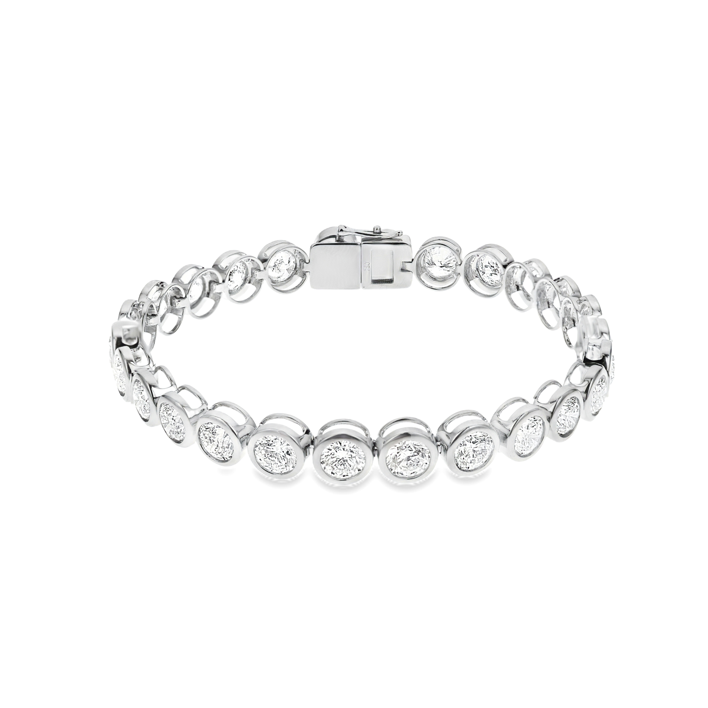 King Jewelers 9 Carat Bezel Diamond Bracelet 18K White Gold