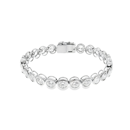 King Jewelers 9 Carat Bezel Diamond Bracelet 18K White Gold