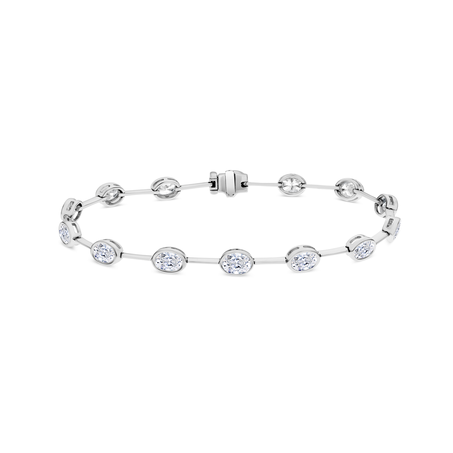 King Jewelers 4.35ct Oval Diamond Bracelet 18K White Gold