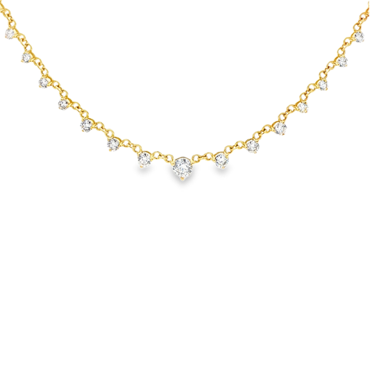 King Jewelers 2.26ct Graduated Diamond Station Necklace 14K Yellow Gold