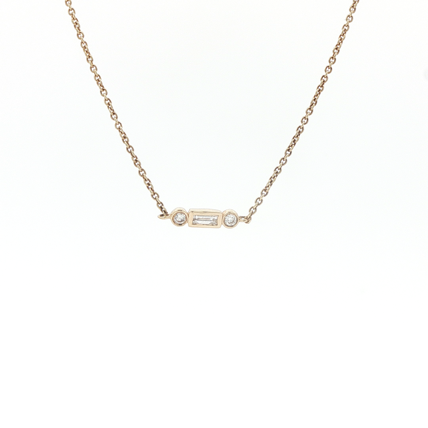 Zoe Chicco Baguette and Round Diamond Choker Necklace 14K Yellow Gold