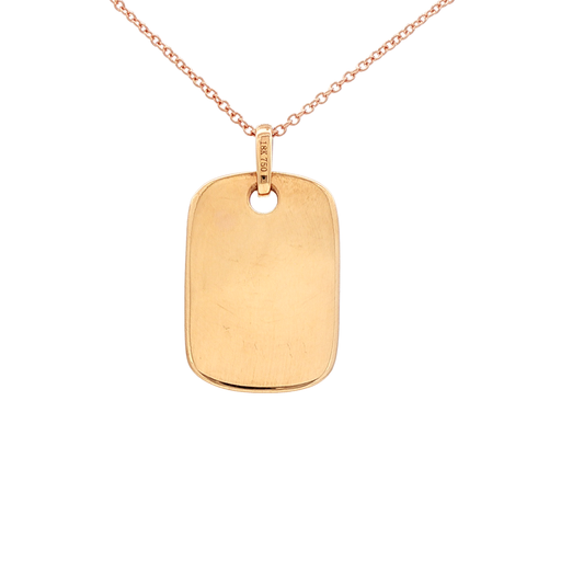 King Jewelers Diamond Dog Tag Pendant 18K Rose Gold