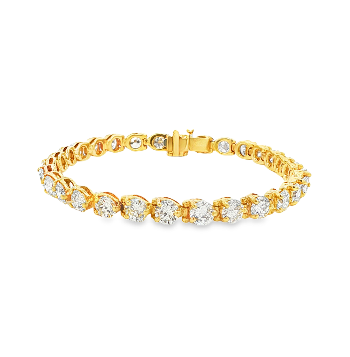 King Jewelers 12.32ct Diamond Tennis Bracelet 18K Yellow Gold