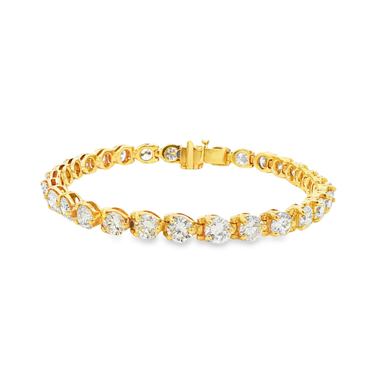 King Jewelers 12.32ct Diamond Tennis Bracelet 18K Yellow Gold