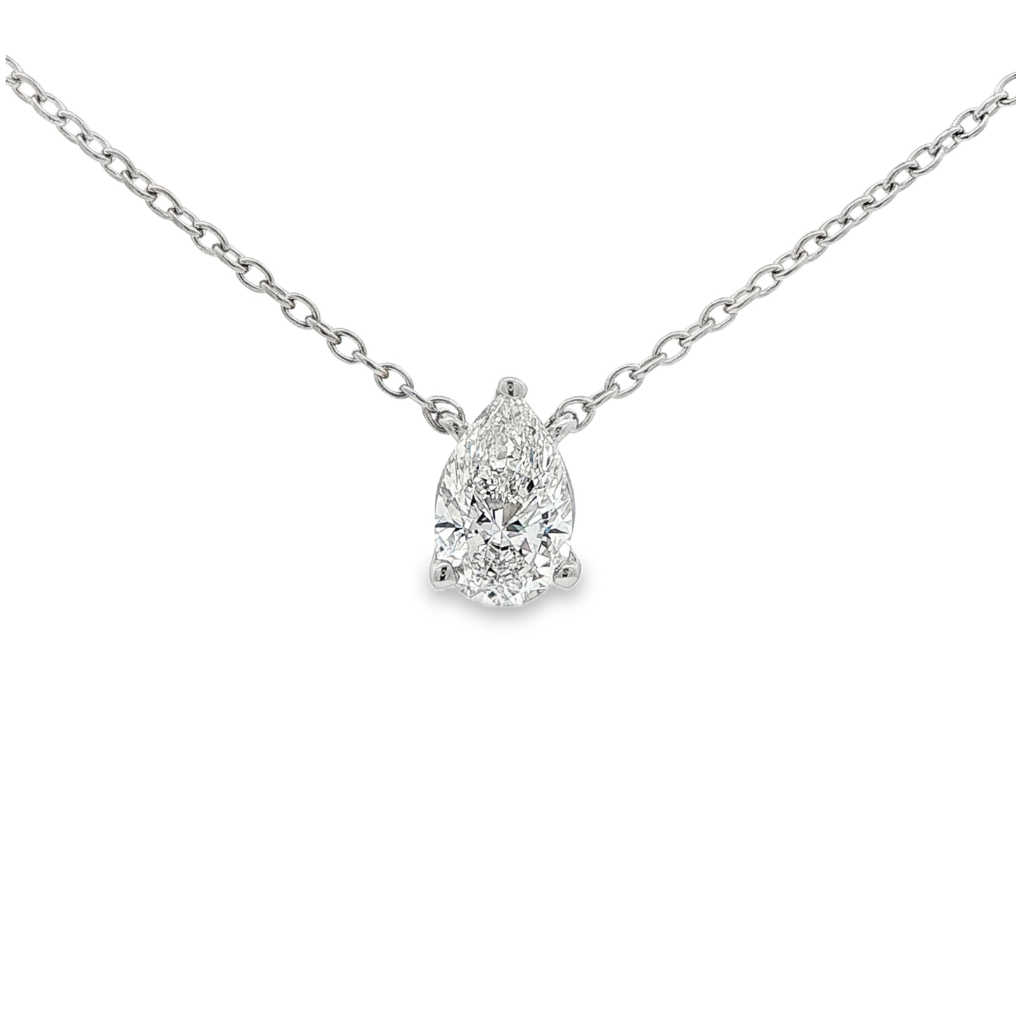 Ella Rose Pear 1.51ct Lab-Grown Diamond Pendant Necklace 14K White Gold