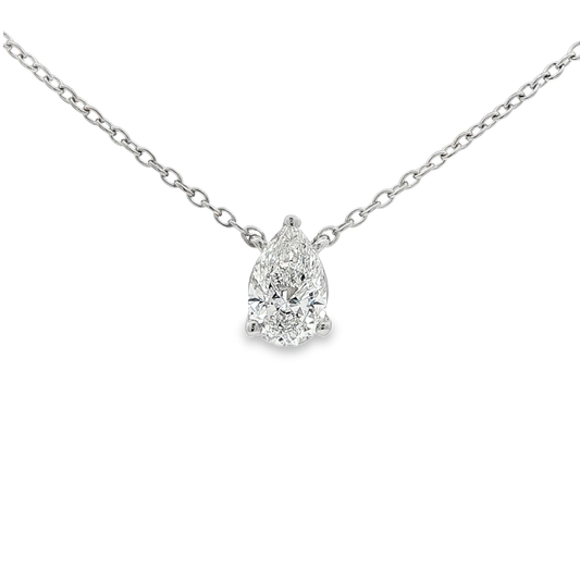 Ella Rose Pear 1.51ct Lab-Grown Diamond Pendant Necklace 14K White Gold