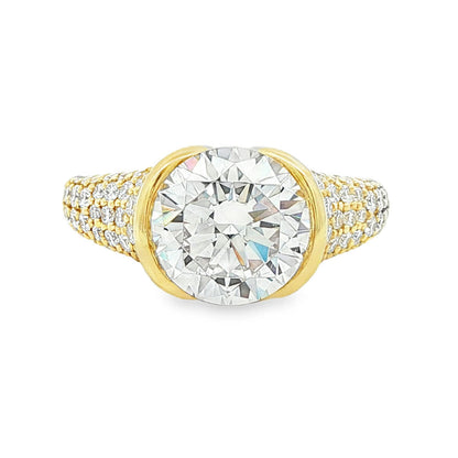 Sylvie Auranova 18K Yellow Gold Half Bezel Round Diamond Engagement Ring Mounting