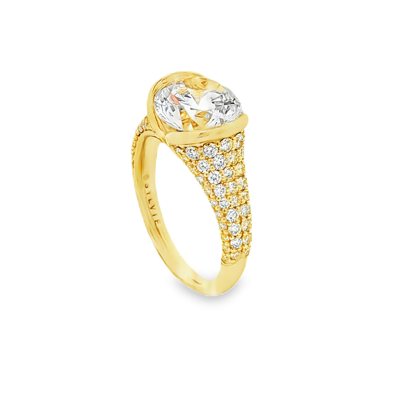 Sylvie Auranova 18K Yellow Gold Half Bezel Round Diamond Engagement Ring Mounting