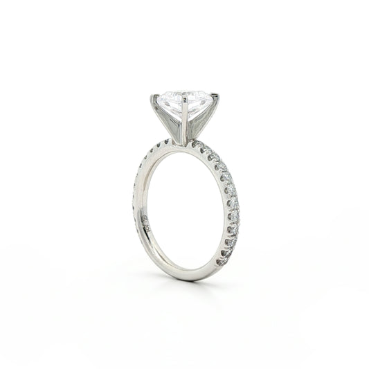 KJ5 Platinum Pavé Cushion Cut Diamond 0.50ct Engagement Ring Mounting