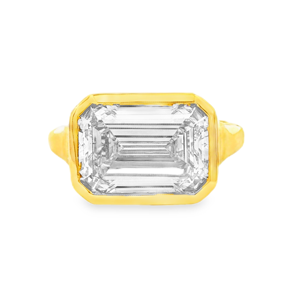 Ella Rose IGI Certified East West Emerald Cut Bezel Lab-Grown Diamond Ring 14K Yellow Gold