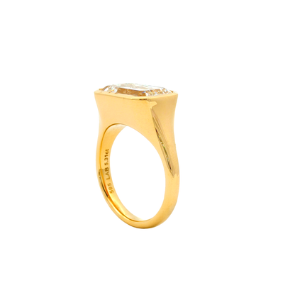 Ella Rose IGI Certified East West Emerald Cut Bezel Lab-Grown Diamond Ring 14K Yellow Gold