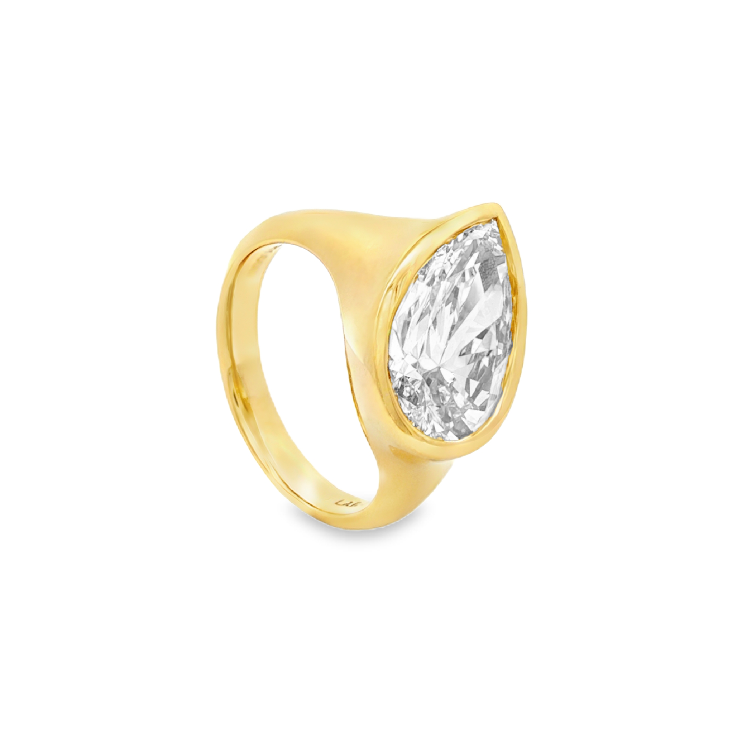 Ella Rose IGI Certified 4.01ct Pear Bezel Lab Grown Diamond Ring 14K Yellow Gold