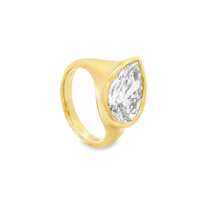 Ella Rose IGI Certified 4.01ct Pear Bezel Lab Grown Diamond Ring 14K Yellow Gold