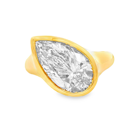 Ella Rose IGI Certified 4.01ct Pear Bezel Lab Grown Diamond Ring 14K Yellow Gold