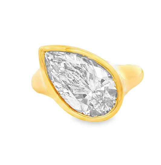 Ella Rose IGI Certified 4.01ct Pear Bezel Lab Grown Diamond Ring 14K Yellow Gold