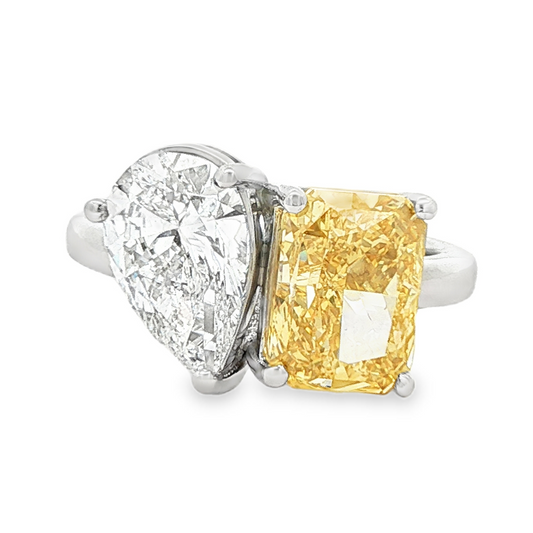 Ella Rose Platinum Toi Et Moi Pear and Yellow Radiant Lab-Grown Diamond Egnagement Ring