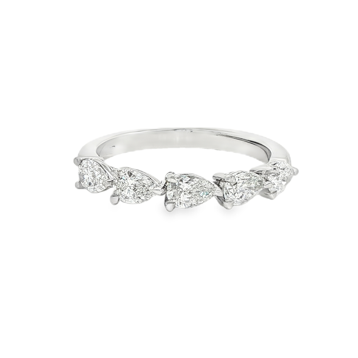 KJ5 Platinum 5-Stone Pear Diamond Wedding Band