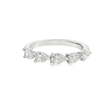 KJ5 Platinum 5-Stone Pear Diamond Wedding Band