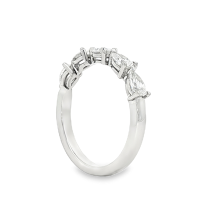 KJ5 Platinum 5-Stone Pear Diamond Wedding Band