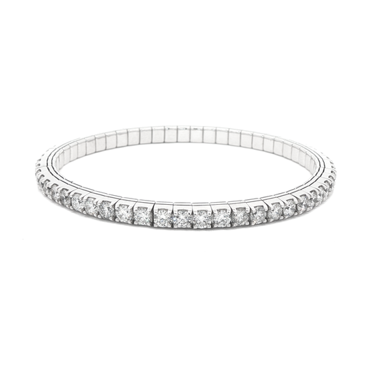 King Jewelers Stretch 7.55ct Diamond Bangle Bracelet 14K White Gold