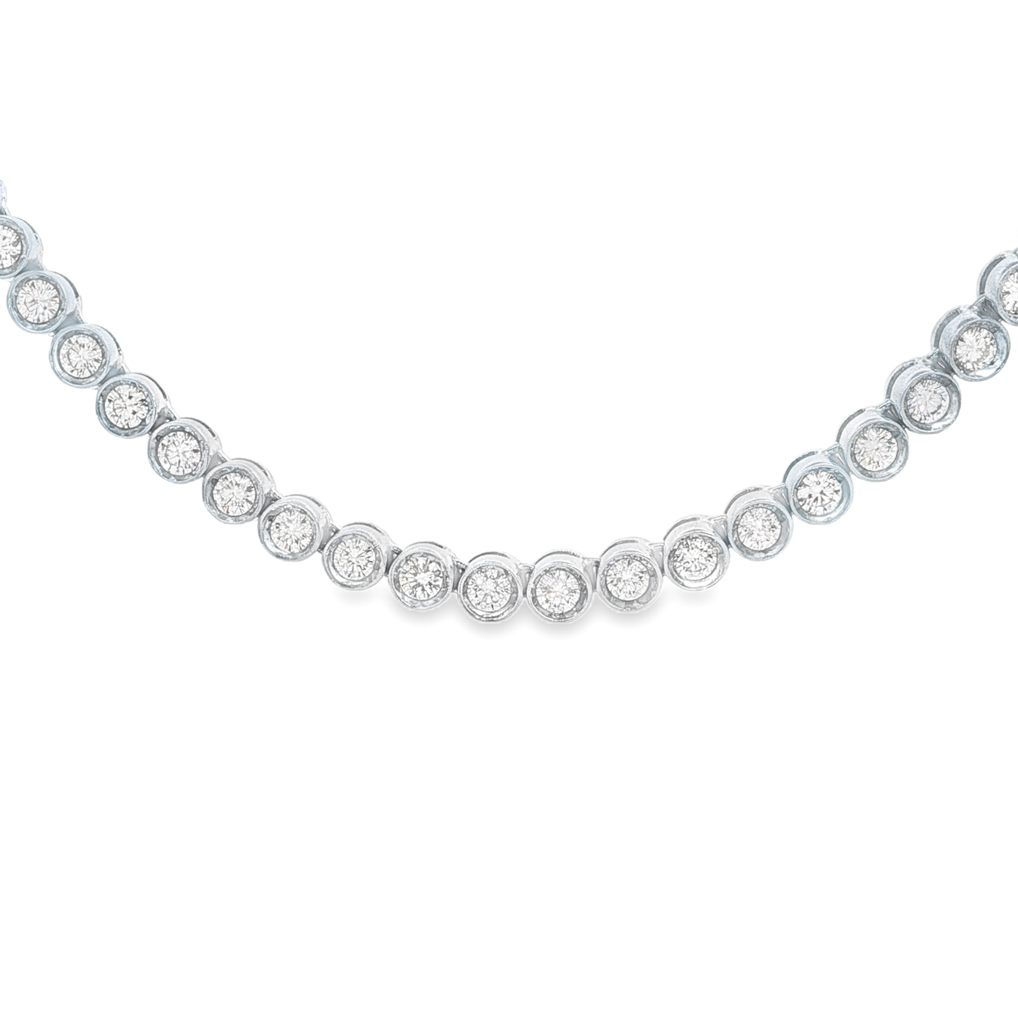 King Jewelers 29 Carat Diamond Bezel Tennis Neckalce 14K White Gold