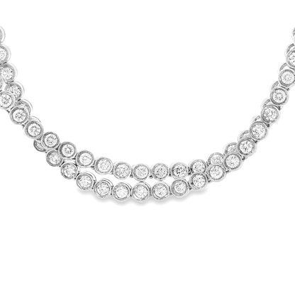 King Jewelers 29 Carat Diamond Bezel Tennis Neckalce 14K White Gold