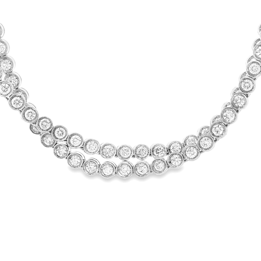 King Jewelers 29 Carat Diamond Bezel Tennis Neckalce 14K White Gold