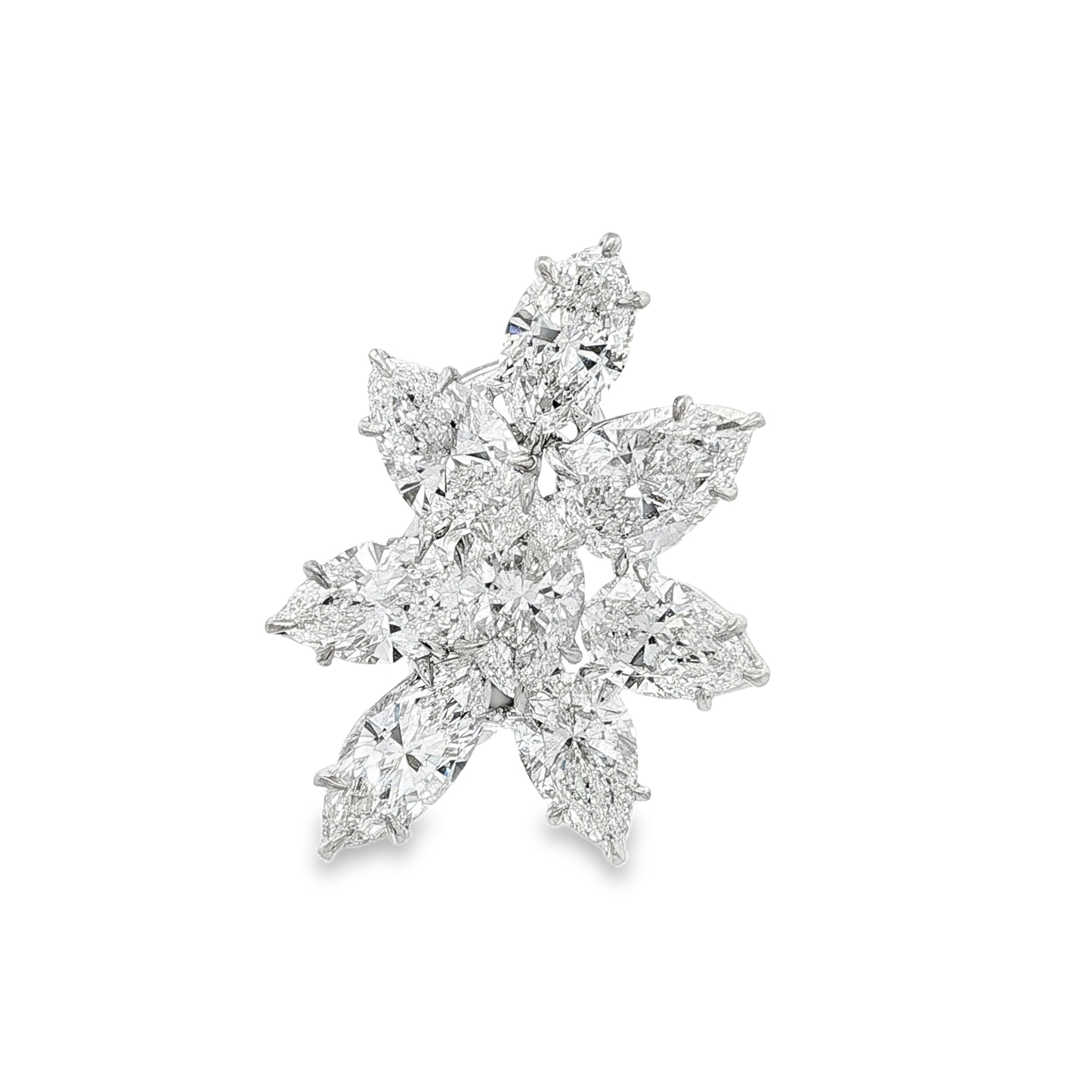 King Jewelers Platinum Pear and Marquise 17.17ct Diamond Stud Earrings