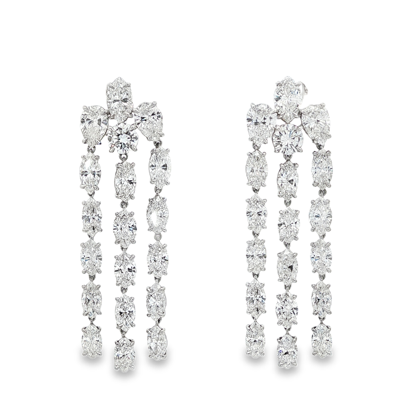 King Jewelers Platinum 17.87ct Mixed Shape Diamond Chandelier Earrings