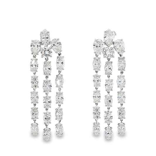 King Jewelers Platinum 17.87ct Mixed Shape Diamond Chandelier Earrings