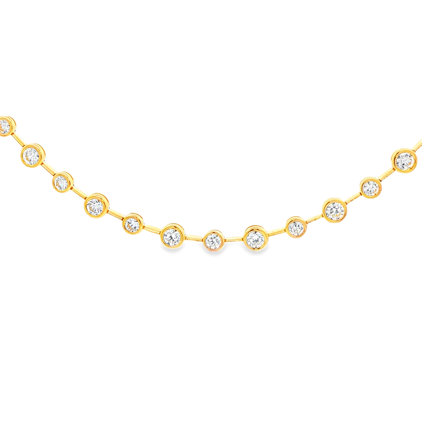 King Jewelers 9.60ct Graduated Diamond Bezel Station Necklace 18K Yellow Gold