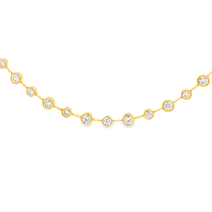 King Jewelers 9.60ct Graduated Diamond Bezel Station Necklace 18K Yellow Gold