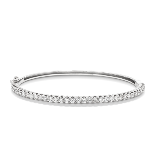 King Jewelers 2.04ct Diamond Bangle Bracelet 14K White Gold