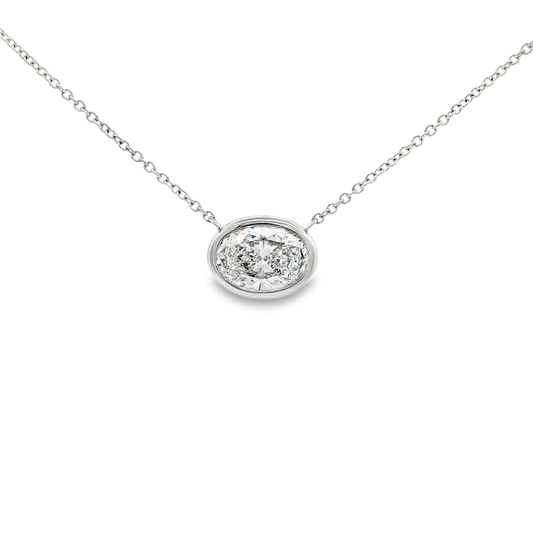 Ella Rose East West Oval 1 Carat Lab-Grown Diamond Pendant Necklace 14K White Gold