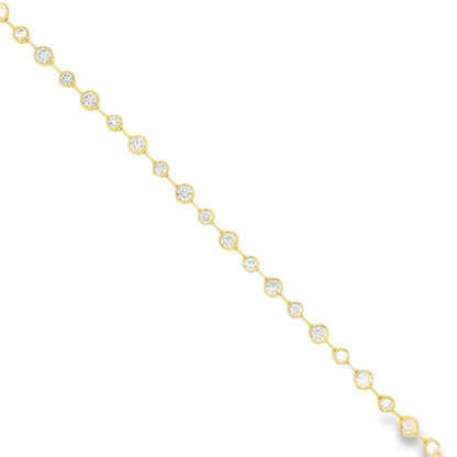 King Jewelers Graduated 4.60ct Diamond Bezel Station Bracelet 18K Yellow Gold