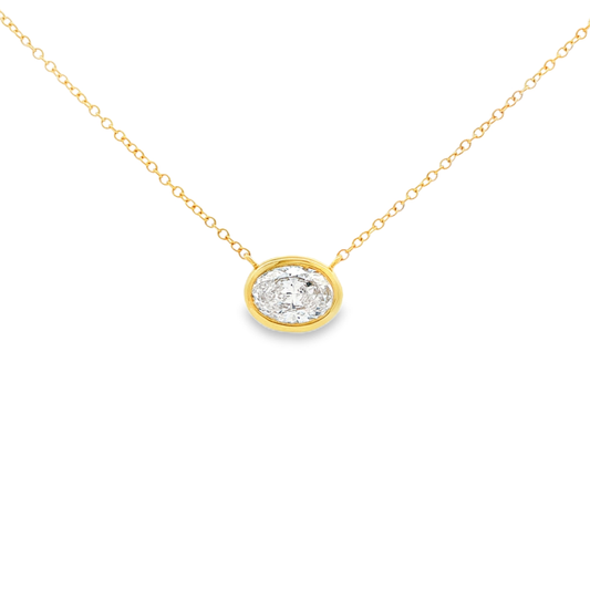 Ella Rose East West 0.50ct Oval Lab-Grown Diamond Pendant Necklace 14K Yellow Gold