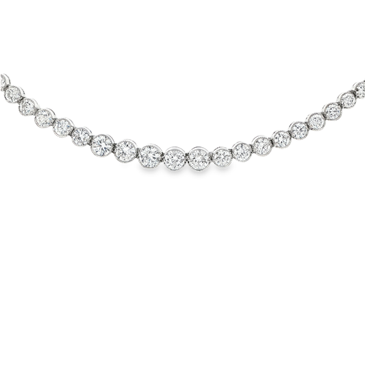 King Jewelers Riviera 14.43ct Bezel Set Diamond Tennis Necklace 18K White Gold