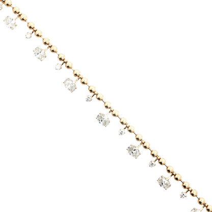 Ella Rose Oval and Round Lab-Grown Diamond Beaded Necklace 14K Yellow Gold