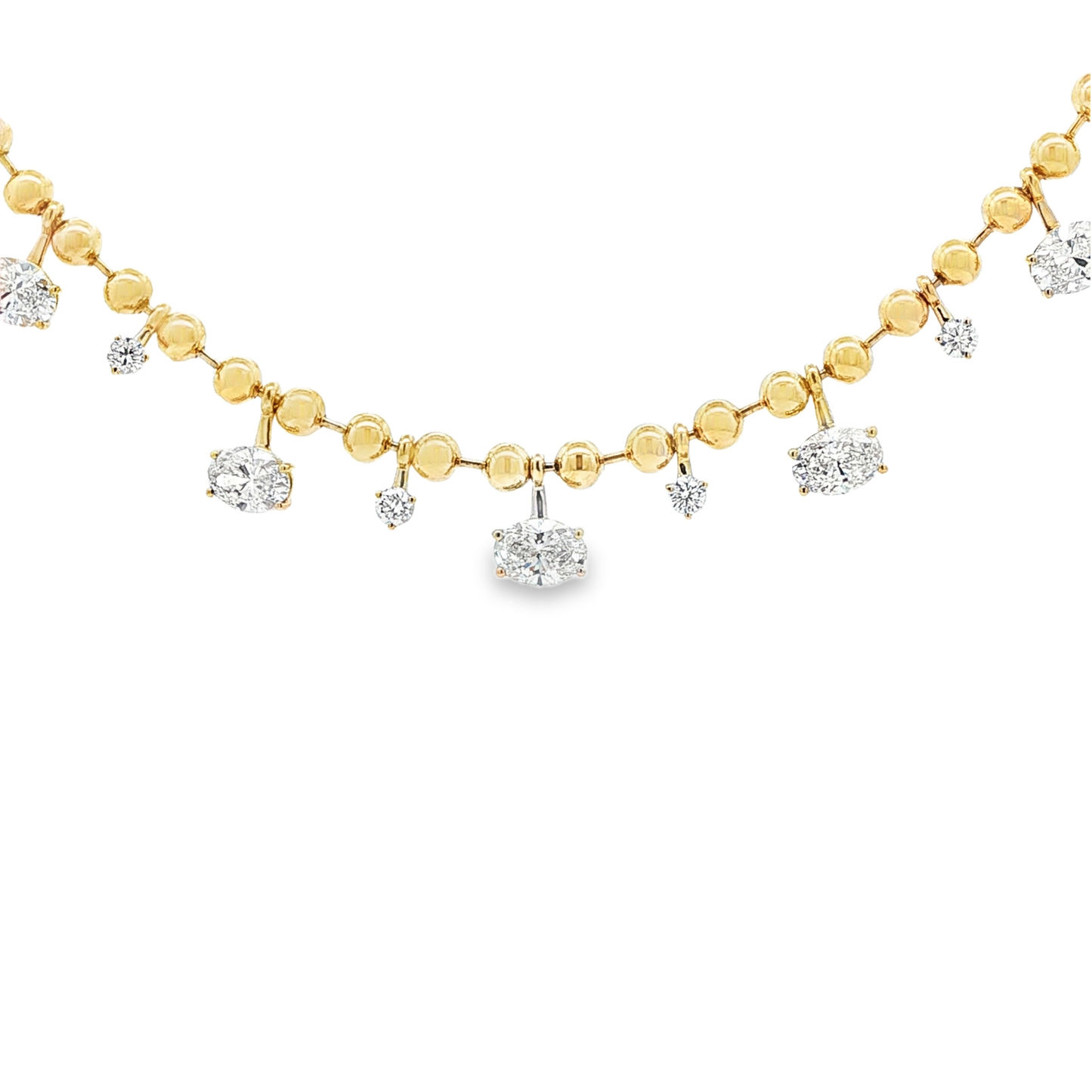 Ella Rose Oval and Round Lab-Grown Diamond Beaded Necklace 14K Yellow Gold