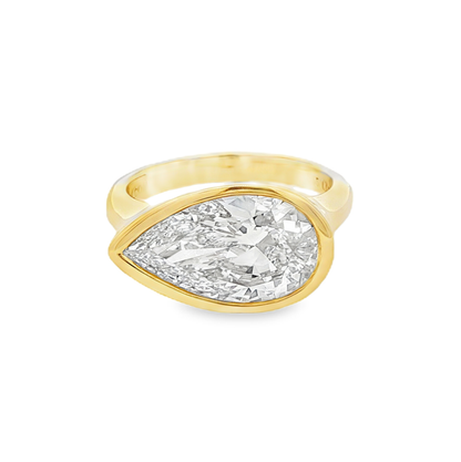 Ella Rose IGI Certified 4.10ct East West Pear Lab-Grown Diamond Ring 14K Yellow Gold